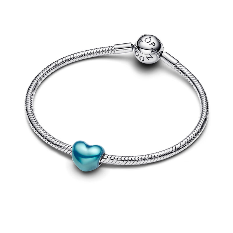Pandora Metallic Sky-Blue Heart Charm image number 2