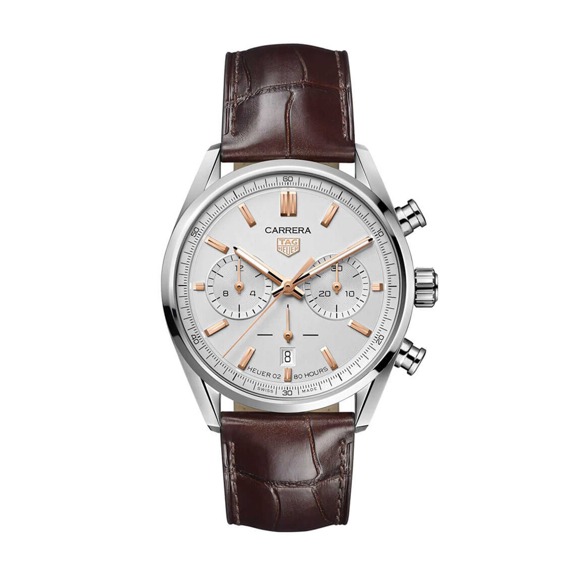 TAG Heuer クロノグラフ腕時計 TAG Heuer Carrera Heuer 02 Automatic Mens Grey Leather Chronograph