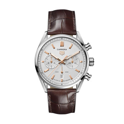 TAG Heuer Carrera Heuer 02 Automatic Mens Grey Leather Chronograph Watch