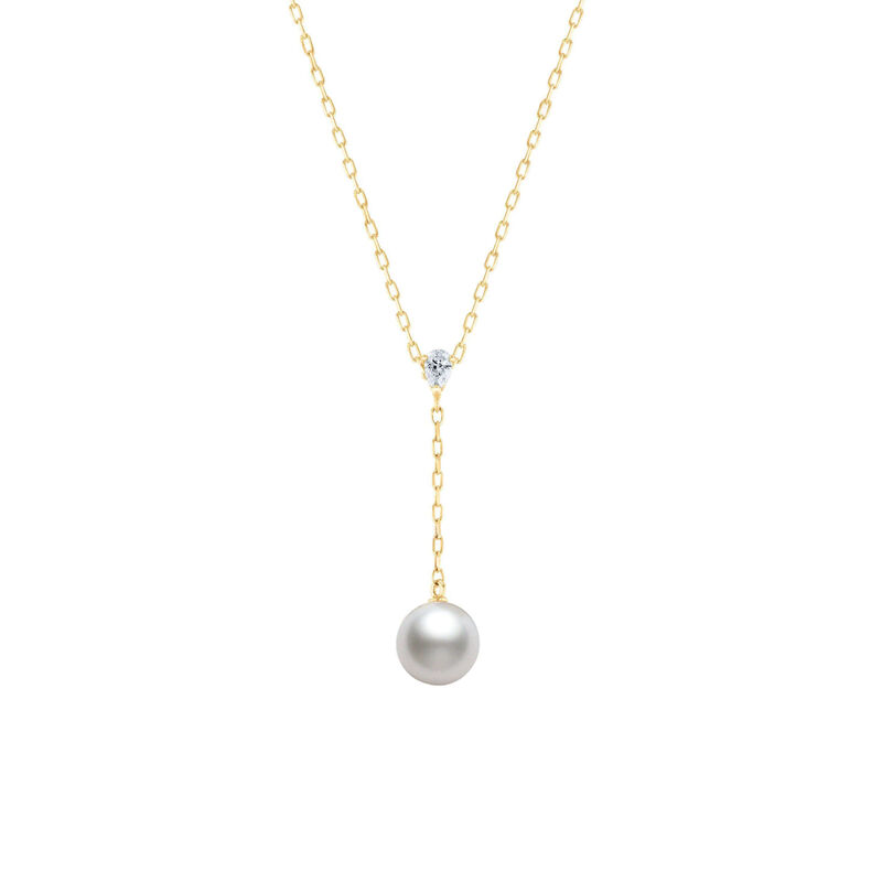 Mikimoto Akoya Cultured Pearl & Diamond 'Y' Drop Necklace 18K image number 0