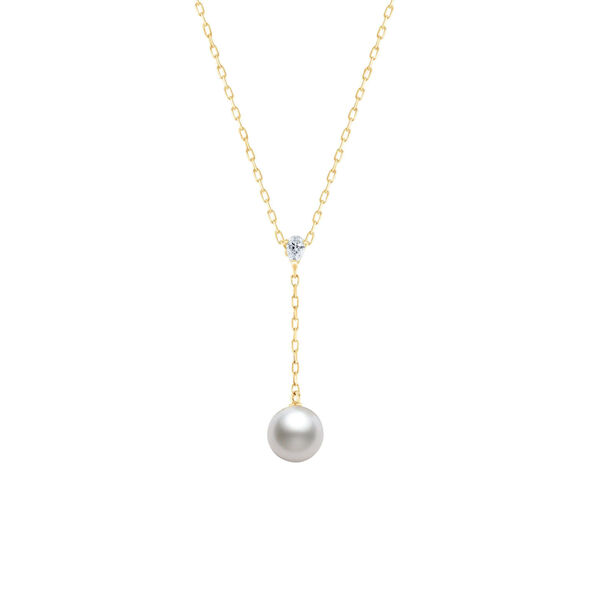 Mikimoto Akoya Cultured Pearl & Diamond 'Y' Drop Necklace 18K