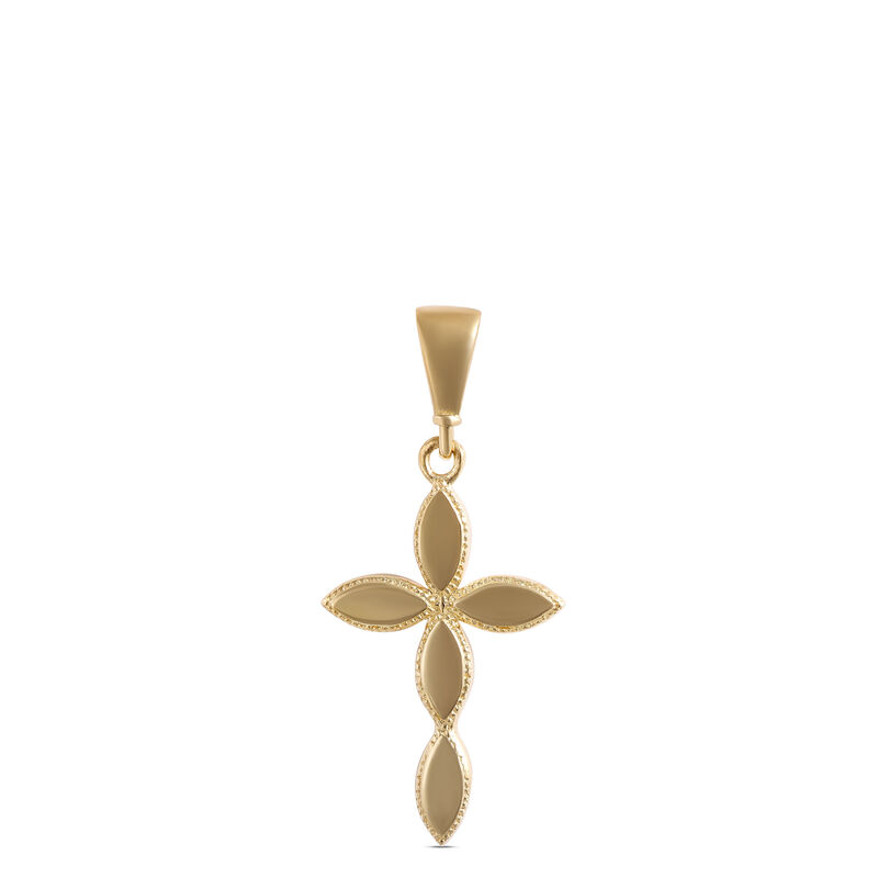 Marquise Shaped Cross Pendant, 14K Yellow Gold image number 0