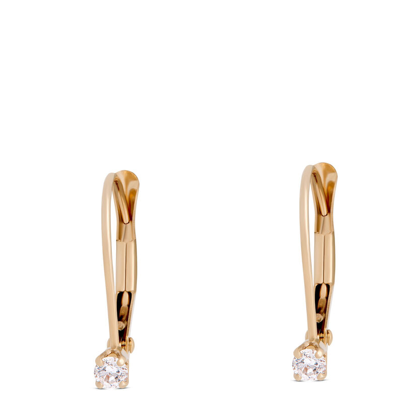 Baby Leverback Diamond Earrings, 14K Yellow Gold image number 0