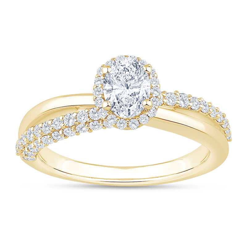 Split-Shank Oval Diamond Engagement Ring, 14k Yellow Gold image number 0