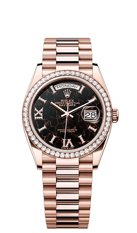 Rolex Day-Date 36 Day-Date Oyster, 36 mm, Everose gold and diamonds - M128345RBR-0044 at Ben Bridge