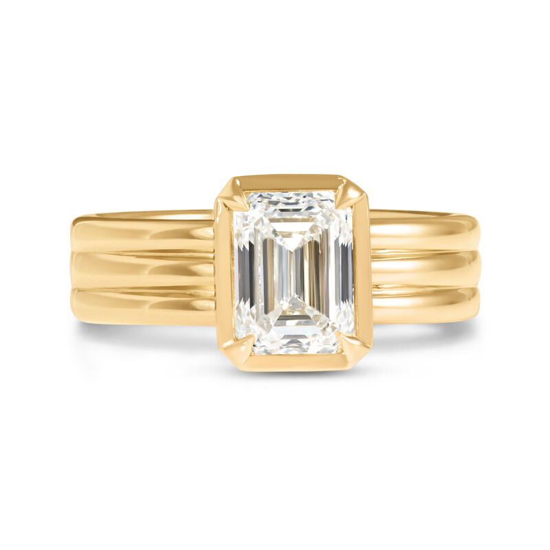 Bella Ponte Emerald Cut Solitaire Diamond Ring, 18K Yellow Gold image number 3