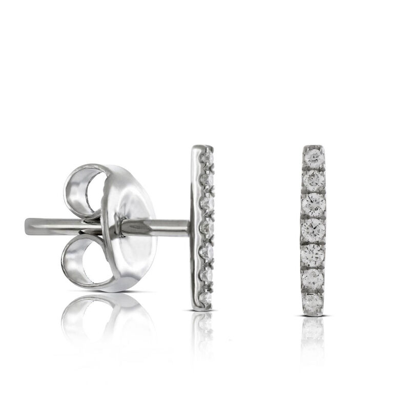 Diamond Bar Stud Earrings 14K image number 0