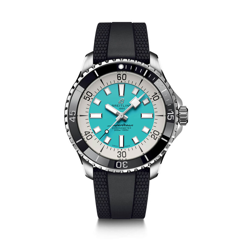 Breitling Superocean Automatic 44 Watch Steel Case Turquoise Dial Black Strap, 44mm image number 0