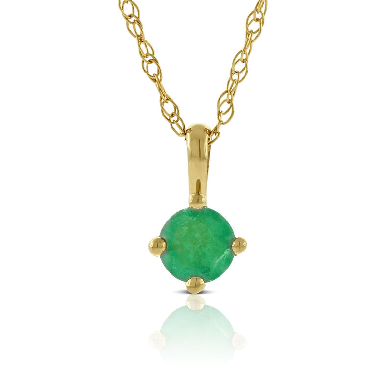 Round Emerald Pendant, 14K Yellow Gold image number 0