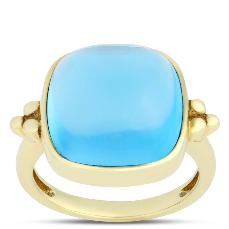 Cushion Cut Cabochon Blue Topaz Ring, 14K Yellow Gold image number 0