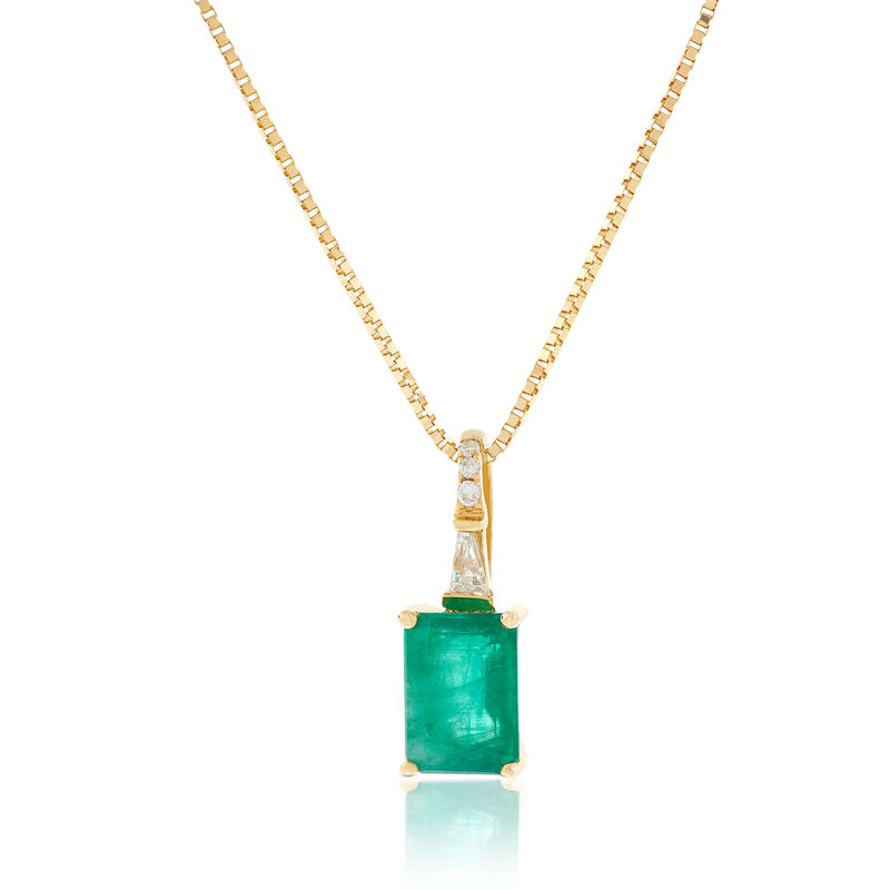 Emerald & Diamond Necklace 14K image number 0