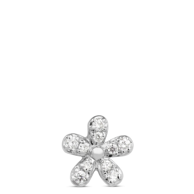 Diamond Flower Single Stud Earring, 14K White Gold image number 0
