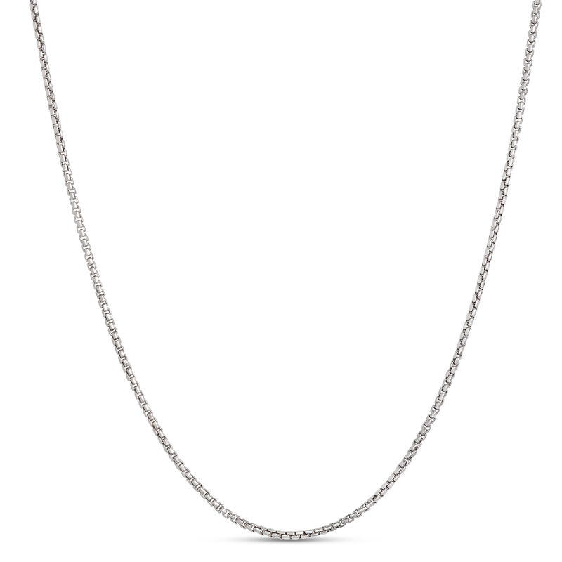 Toscano 24 Inch Box Link Necklace, 14k White Gold image number 0
