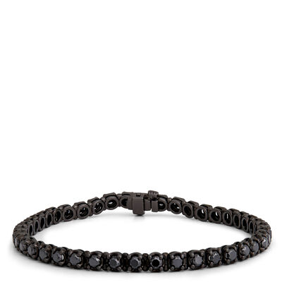 Black Diamond Bracelet, Rhodium Plated Sterling Silver