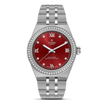 TUDOR Royal Red Dial Watch, 30mm