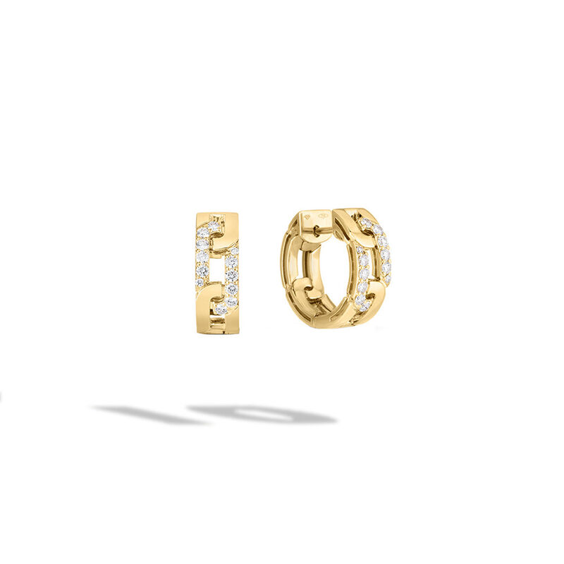 Roberto Coin Navarra Diamond Accented Hoop Earrings 18K Yellow Gold. image number 0