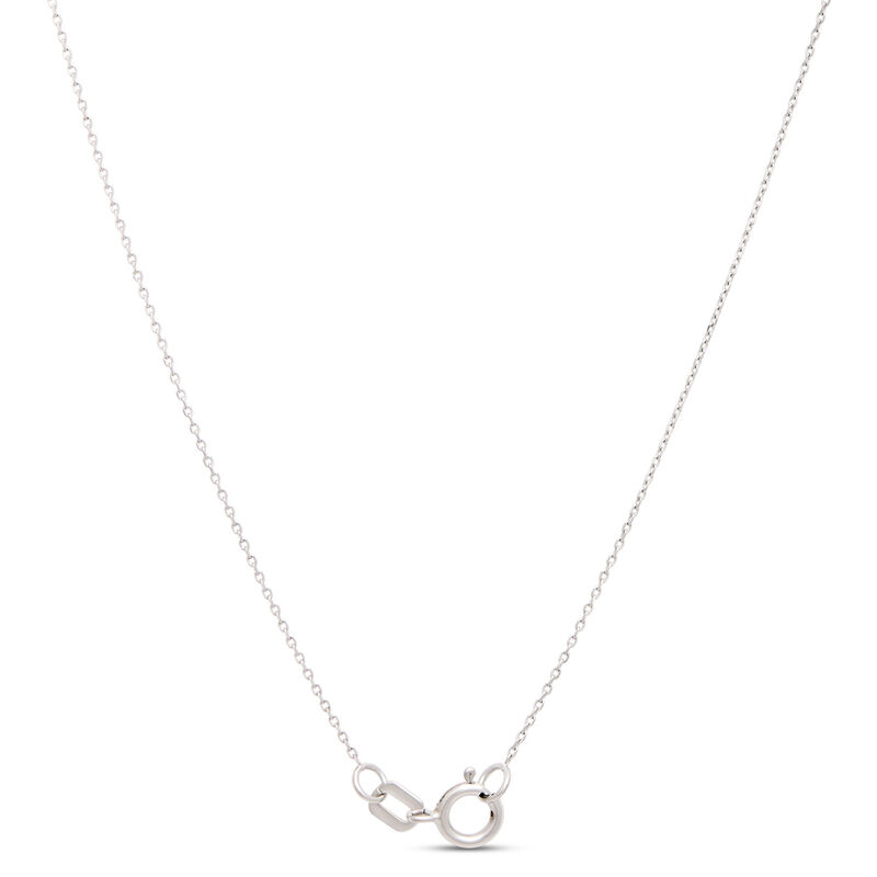 Classic Round Sapphire Diamond Halo Necklace, 1/10 Total Carat Weight, 14K White Gold image number 3