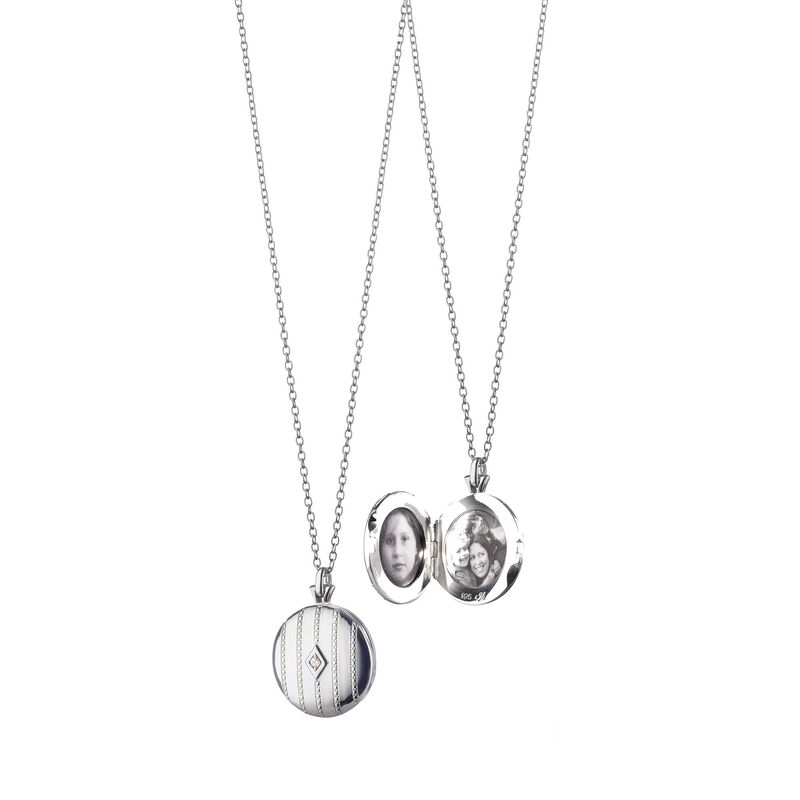 Monica Rich Kosann Beaded Center-Diamond Locket Necklace, Sterling Silver image number 0