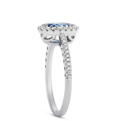 Oval Sapphire and Diamond Engagement Ring, 18K White Gold