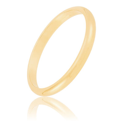 Yellow Gold Polished Rounded 2mm Band 14K