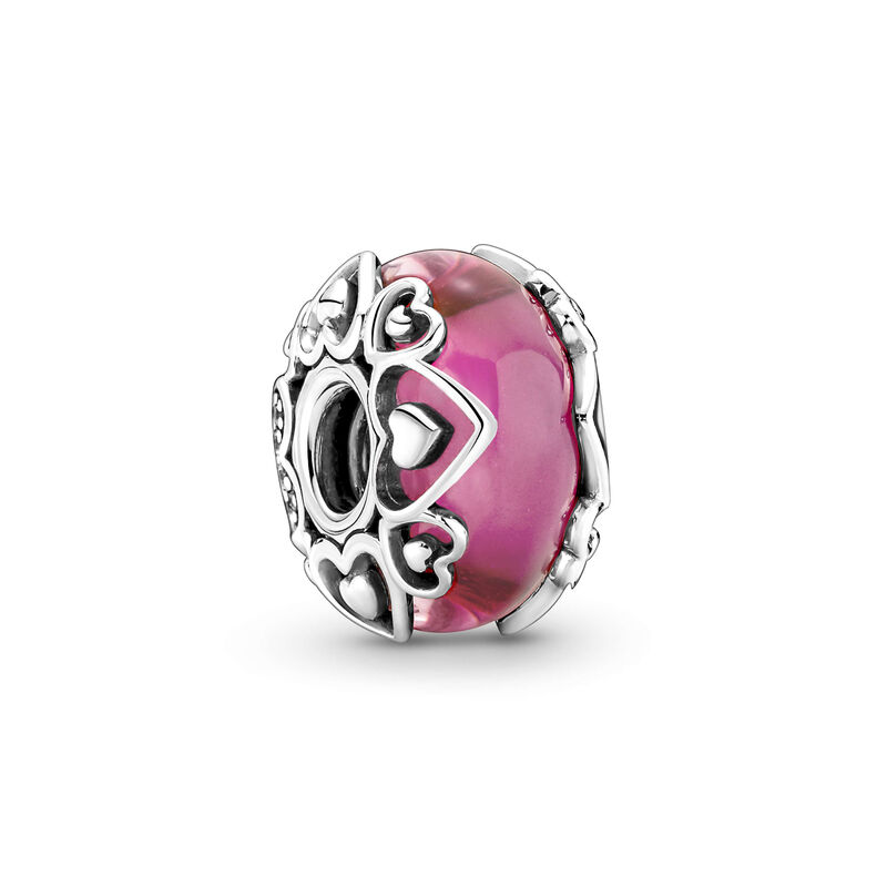 Pandora Reveal Your Love Pink Murano Glass Charm image number 1