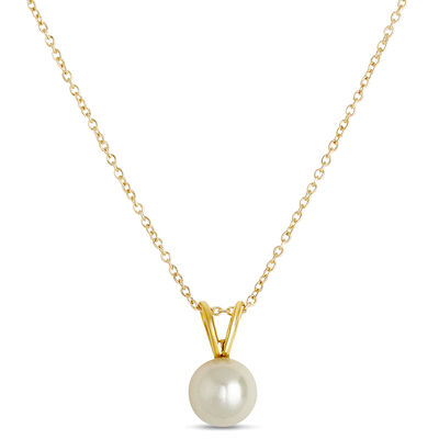 Cultured Pearl Pendant Necklace, 14K Yellow Gold