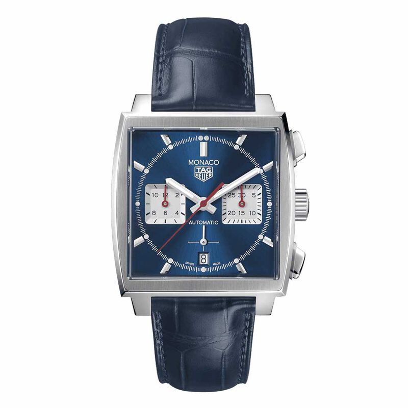 TAG Heuer Monaco Heuer 02 Automatic Mens Blue Leather Chronograph Watch image number 0