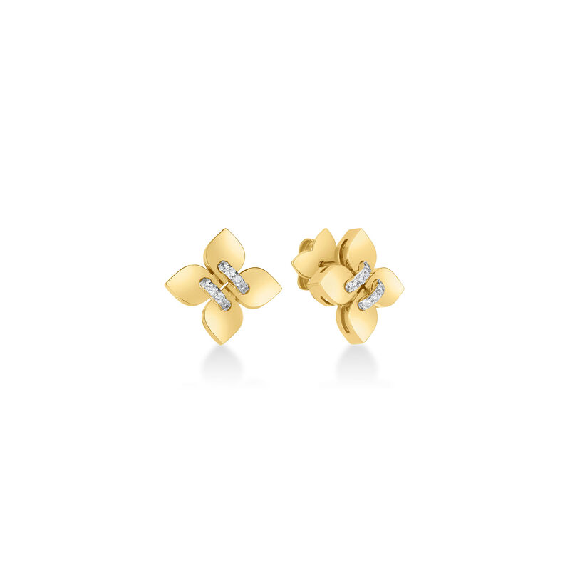 Roberto Coin 18K Yellow And White Gold Love In Verona Small Diamond Flower Stud Earrings image number 0