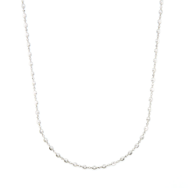 24-Inch Mooncut Oval Bead Necklace, 14K White Gold image number 0