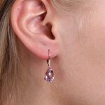 Rose Gold Pear Shaped Amethyst & Diamond Earrings 14K