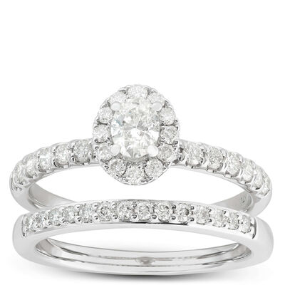 Diamond Halo Bridal Set 14K
