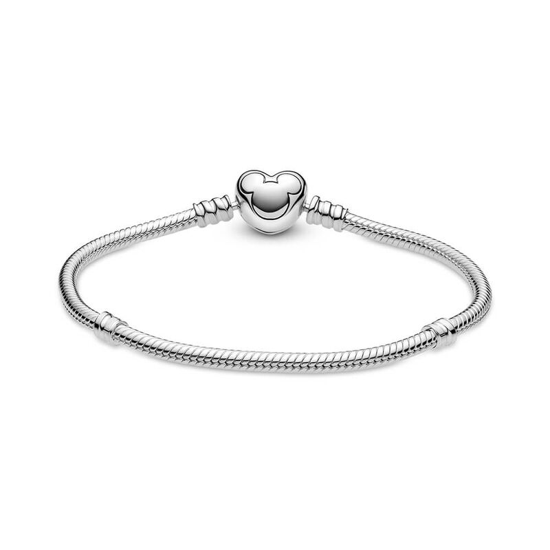 Pandora Disney Mickey Mouse Heart Clasp Snake Chain CZ Bracelet image number 2