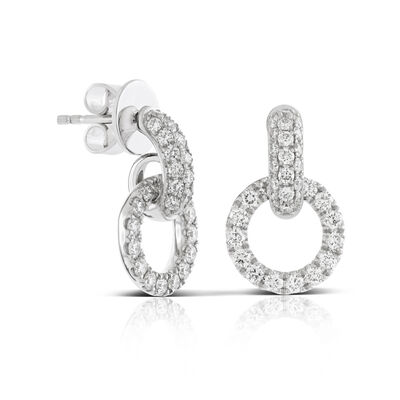 Pavé Set Diamond Circle Link Earrings 14K
