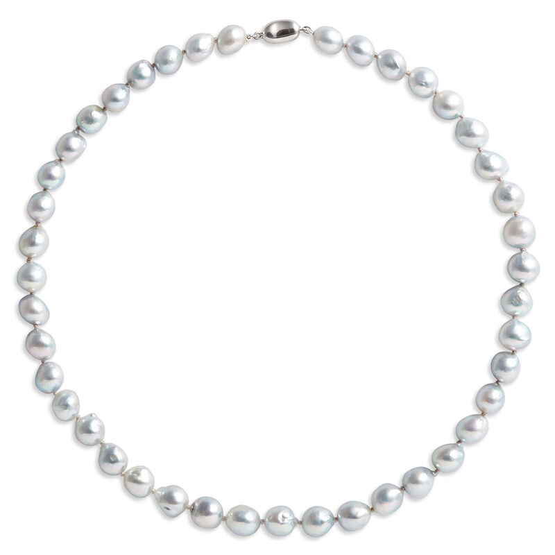 18-Inch Cultured Akoya Semi-Baroque Pearl Strand, Sterling Silver image number 0
