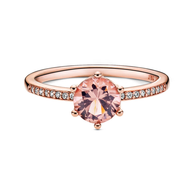 Pandora Pink Sparkling Crown Solitaire Crystal & CZ Ring image number 2