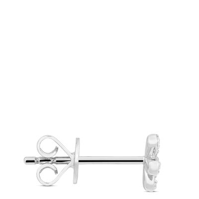 Diamond Flower Single Stud Earring, 14K White Gold