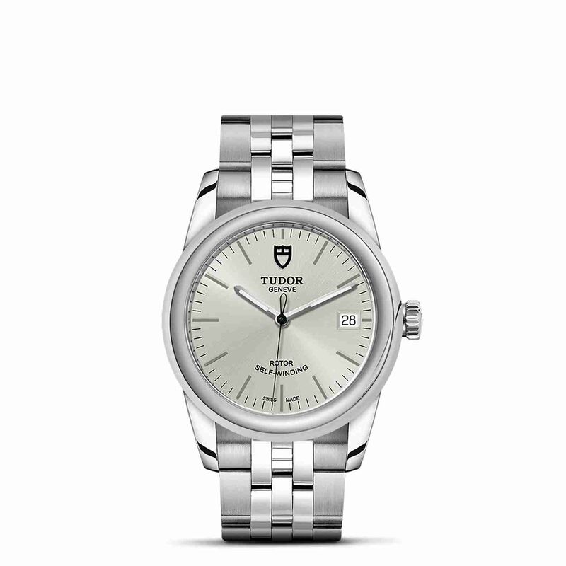 TUDOR Glamour Date Watch Silver Dial Steel Bracelet, 36mm image number 1