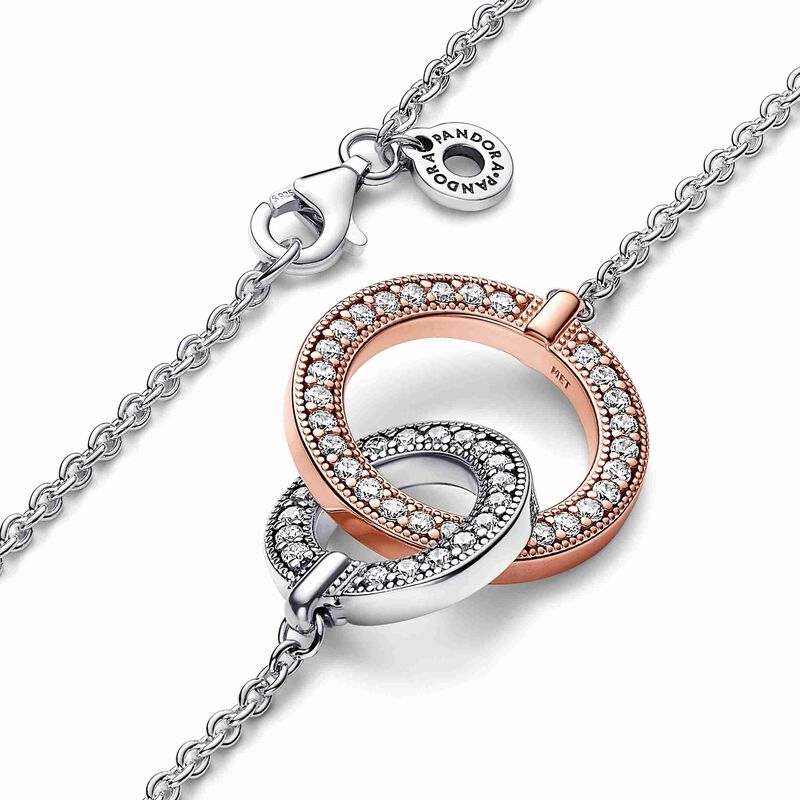 Pandora Signature Two tone Intertwined Circles Necklace image number 2