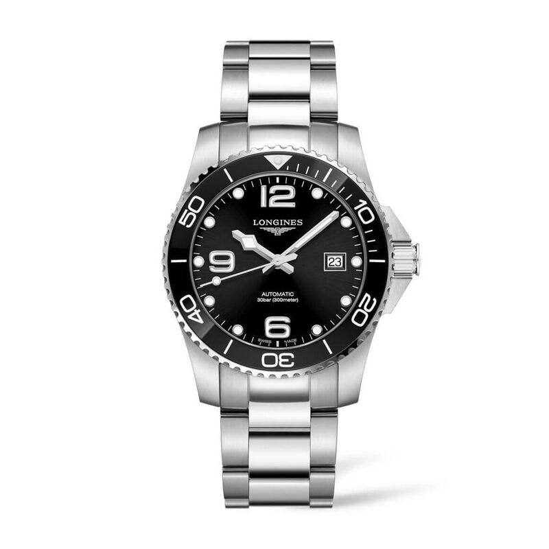Longines HydroConquest Black Steel Automatic Date Watch, 41mm image number 0