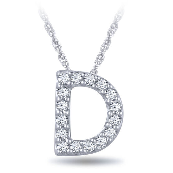 Diamond Initial Pendant 14K Letter 'D'