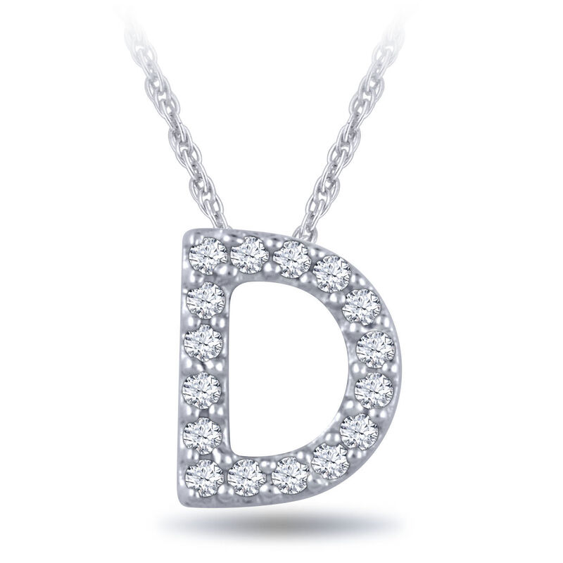 Diamond Initial Pendant 14K Letter 'D' image number 0