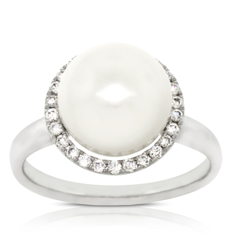 Freshwater Cultured Pearl & Diamond Ring 14K image number 1