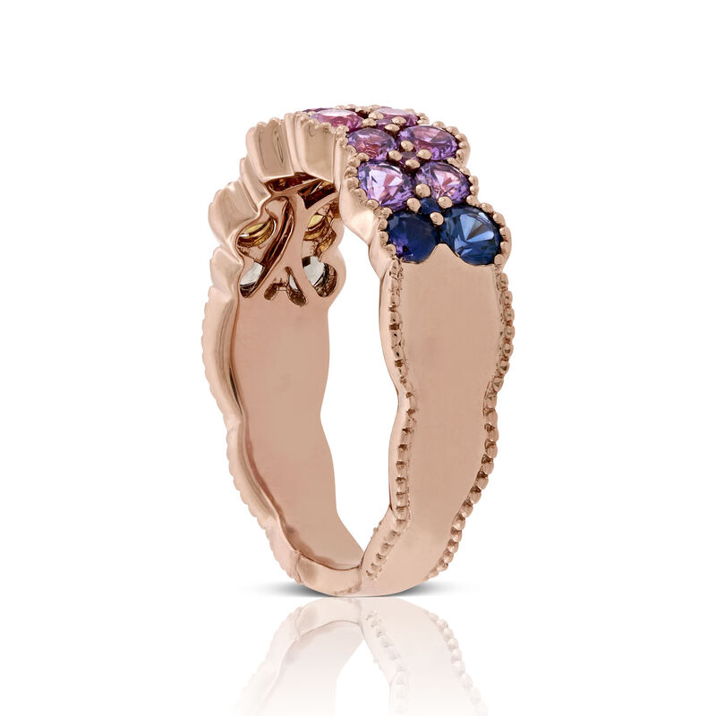 Rose Gold Rainbow Sapphire Ring 14K image number 3