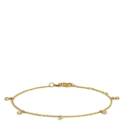 Classic Round Diamond Station Bracelet, 1/10 Carat Total Weight, 14K Yellow Gold