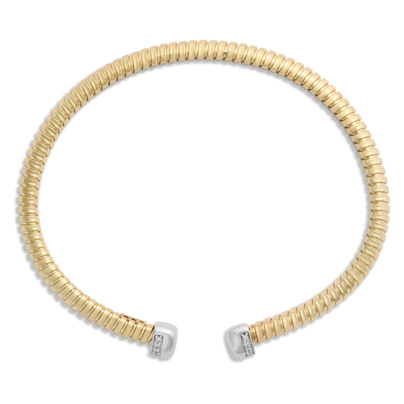 Toscano Tubogas Bangle with Diamond Tips, 18K Yellow Gold image number 2