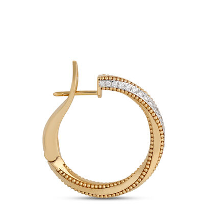 Classic Twisted Gold and Round Diamond Hoops, &frac12; Carat Total Weight, 18K Yellow Gold