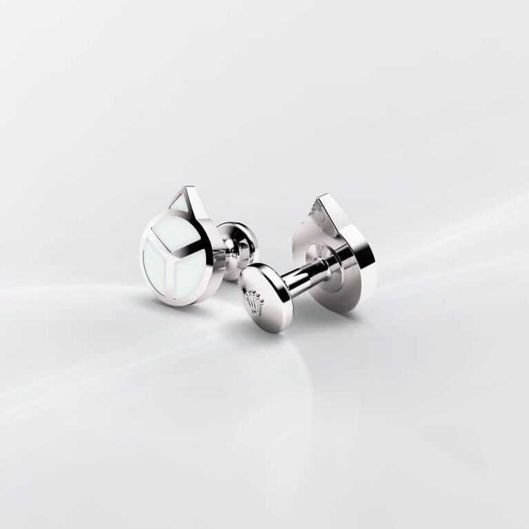 Rolex Hand cufflinks, 18 kt white gold, A1029