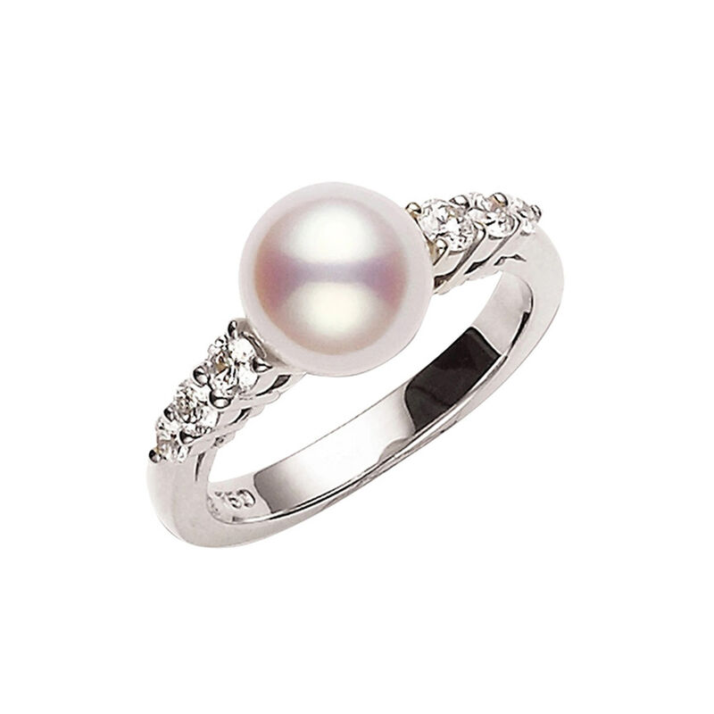 Mikimoto Morning Dew Akoya Cultured Pearl & Diamond Ring 18K image number 0