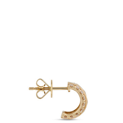 Classic Small Hoops with Round Diamonds, &frac34; Carat Total Weight, 14K Yellow Gold