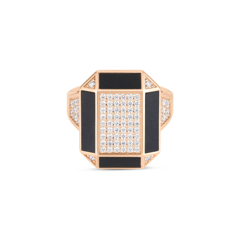 Roberto Coin 18K Rose Gold Art Deco Mosaic Diamond And Black Jade Ring image number 0